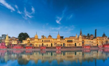 A panoramic view of the Ram ki Pairi series of ghats