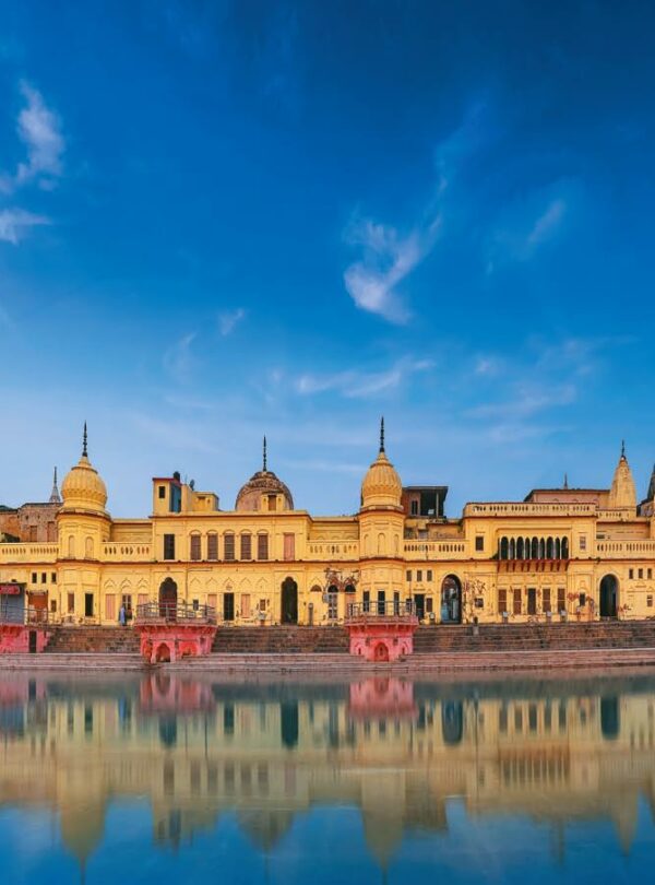 A panoramic view of the Ram ki Pairi series of ghats