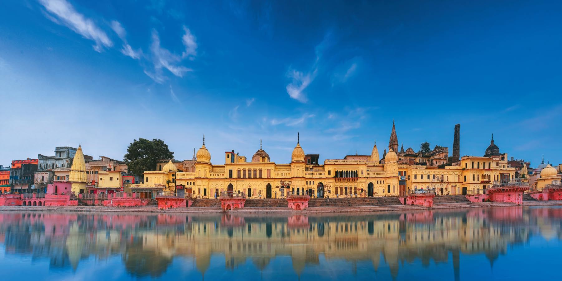 A panoramic view of the Ram ki Pairi series of ghats